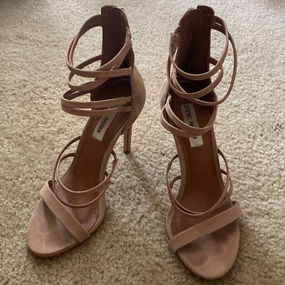 Steve Madden Nude Strappy Heels Size 8 - Picture 4 of 6